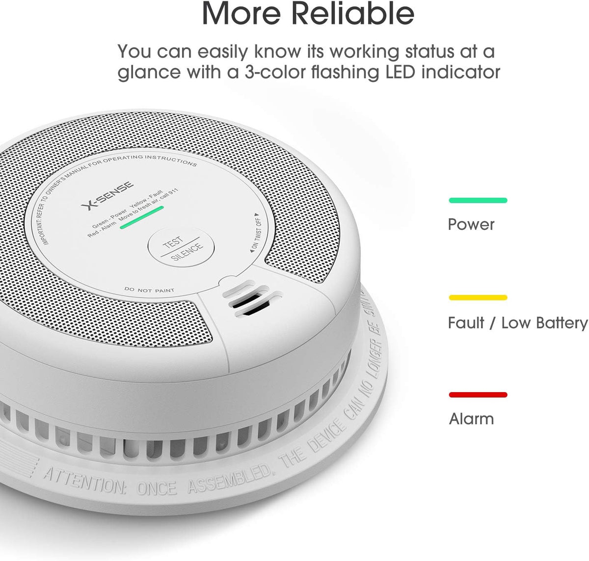 2-in-1 Smoke and Carbon Monoxide Detector Alarm, 10-Year Battery-Operated Dual Sensor, Pack of 3 X308168