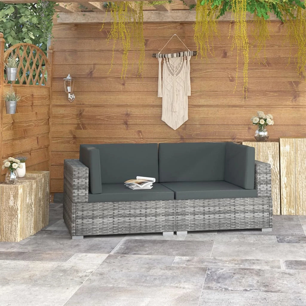 Gray Poly Rattan Patio Sofa Set with Cushions L5616