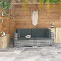 Gray Poly Rattan Patio Sofa Set with Cushions L5616