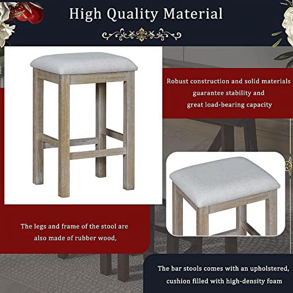 4 Piece Dining Table Set with Power Outlet and 3 Stools V43477