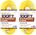 75 Foot Lighted Outdoor Extension Cord - 12/3 SJTW Heavy Duty Yellow Extension Cable with 3 Prong Grounded Plug, 15 AMP Q736655