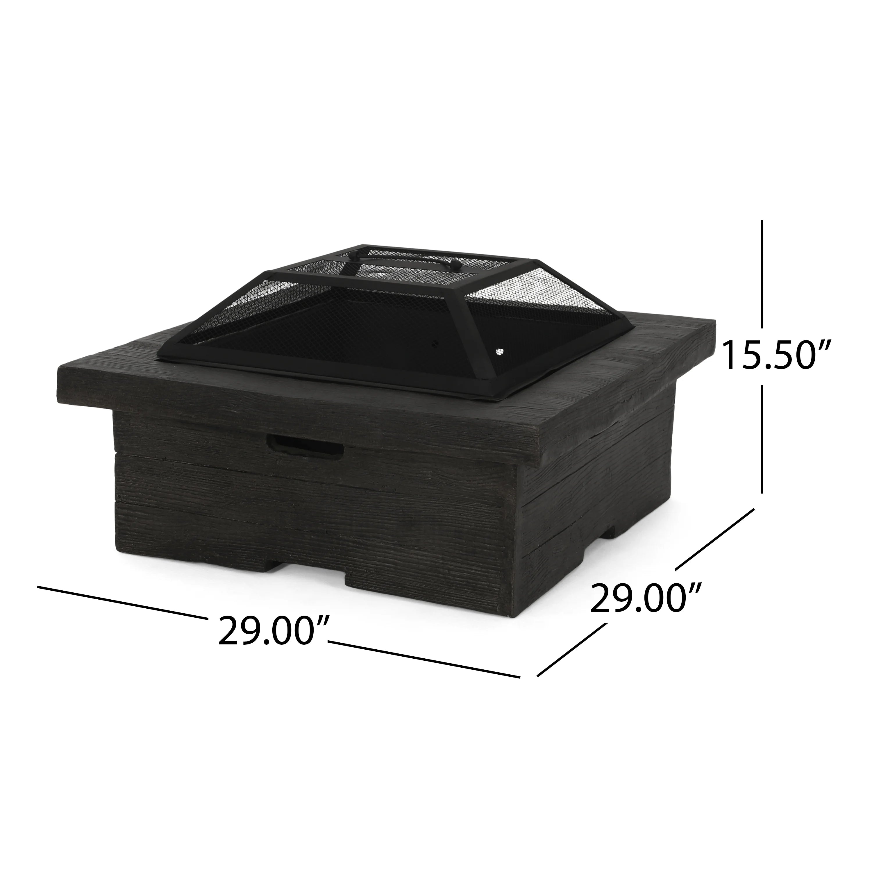 Gray Concrete Square Fire Pit O96828