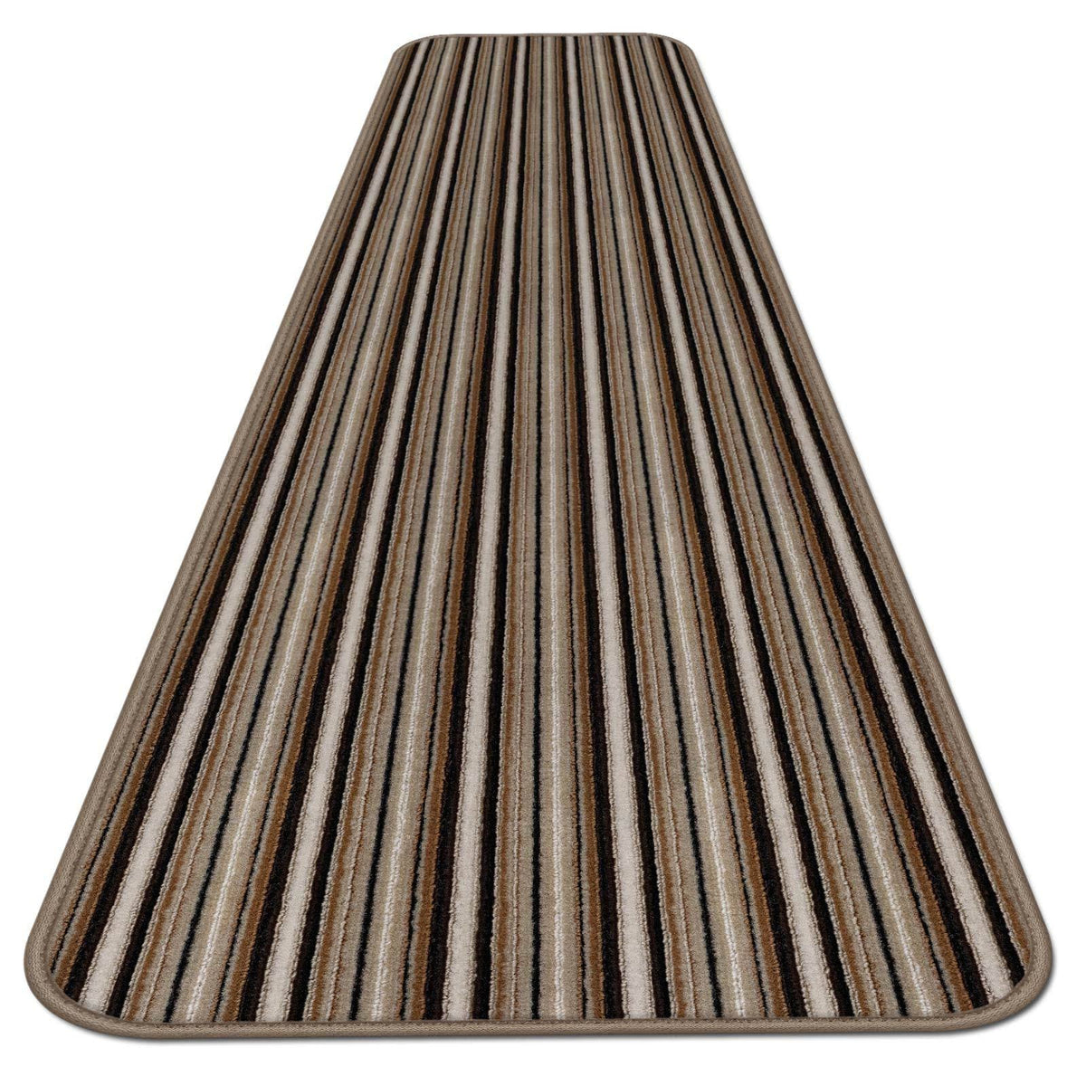 Mocha Brown Stripe Skid-Resistant Carpet Runner 10 ft. x 27 in. H436637