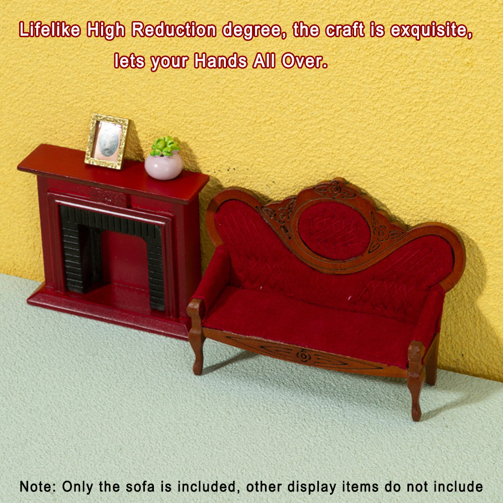 Walnut Wood Dollhouse Mini Sofa Z2245