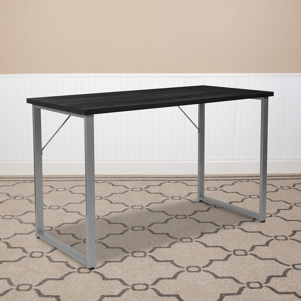 Black Finish Computer Desk with Metal Frame H765341