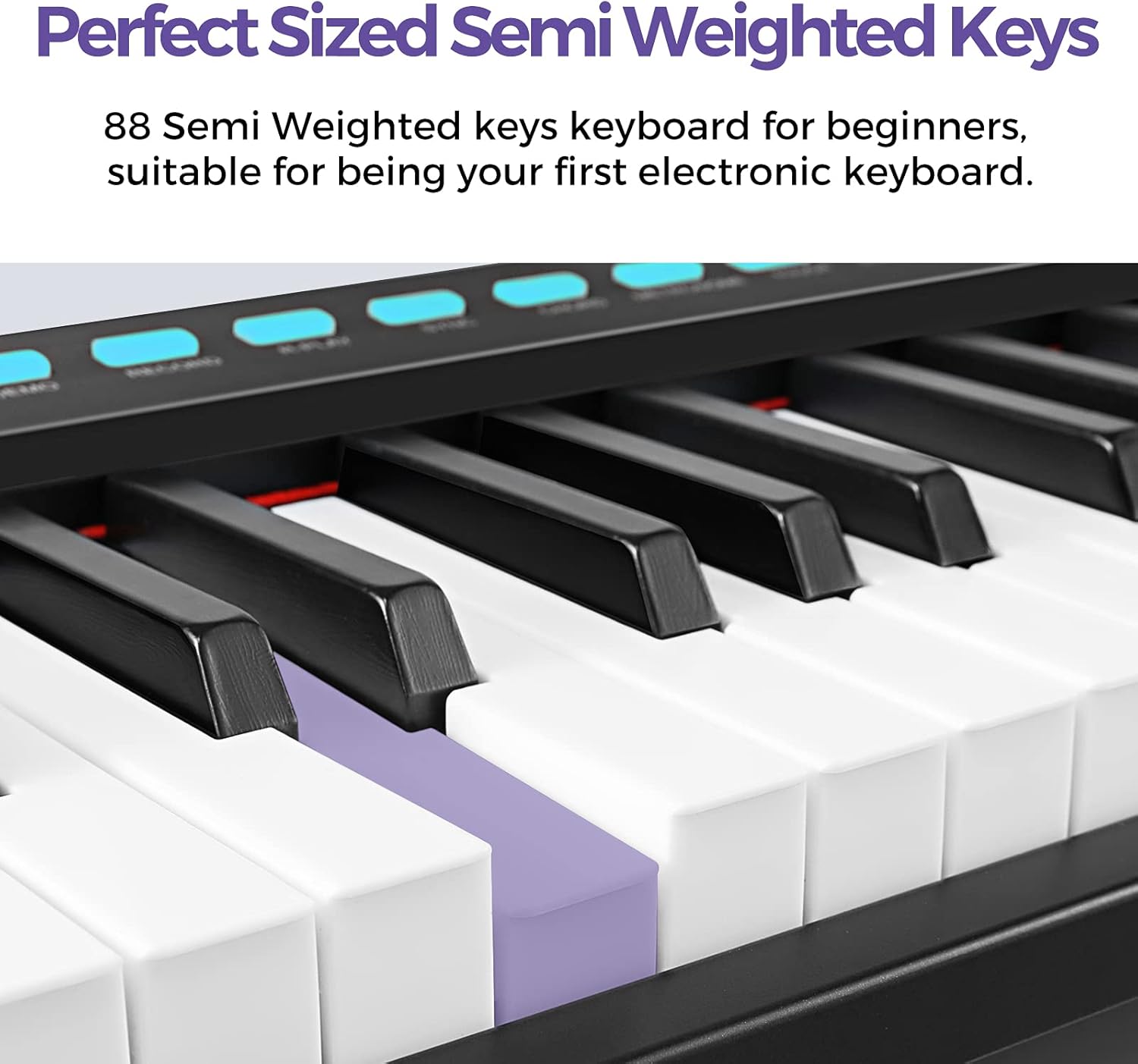 88-Key Semi-Weighted Electronic Keyboard Piano with X-Stand, Sustain Pedal, Power Supply, Carrying Case U21339