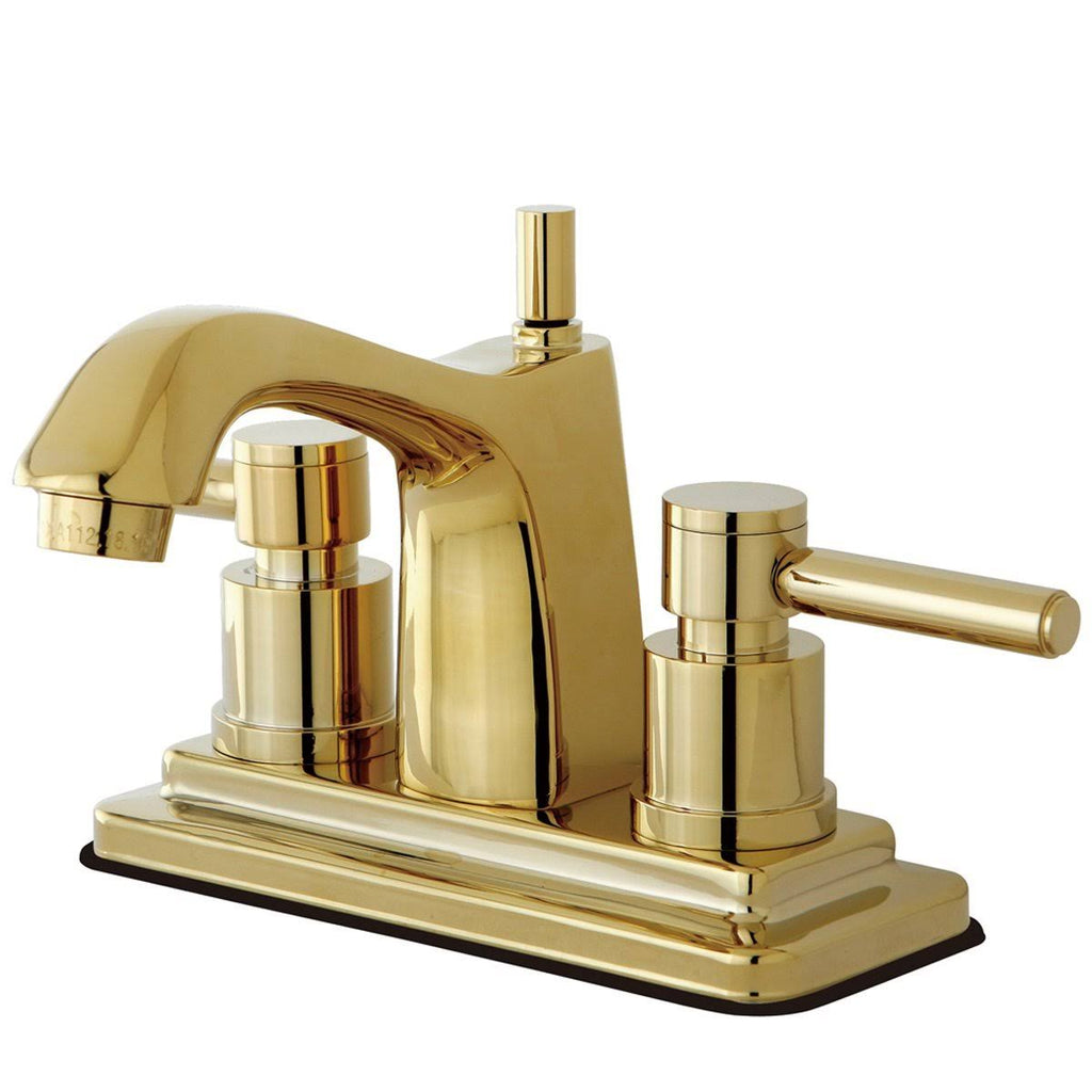 Satin Nickel Polished Brass Centerset Lavatory Faucet with Pop-Up B309595