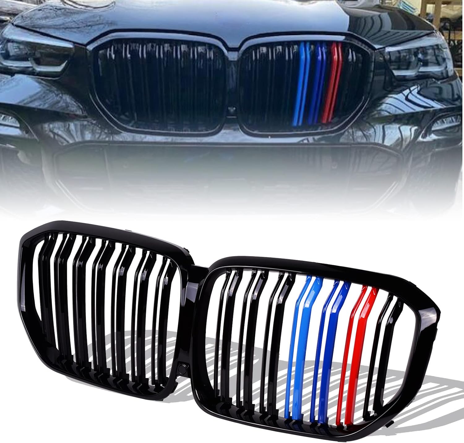 Glossy Black Double Line Front Bumper Grill H46831
