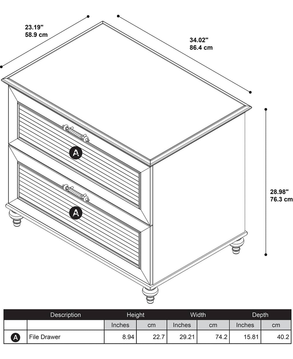 Coastal Cherry Lateral File Cabinet F9891