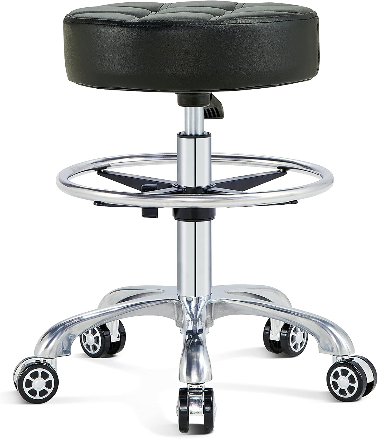 Black Height Adjustable Swivel Stool with Casters D891604