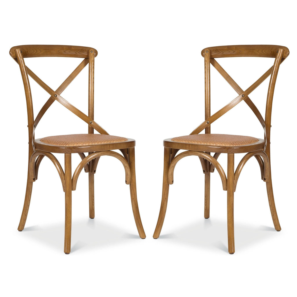 Caffe Walnut Rattan Crossback Chair (Set of 2) S1237