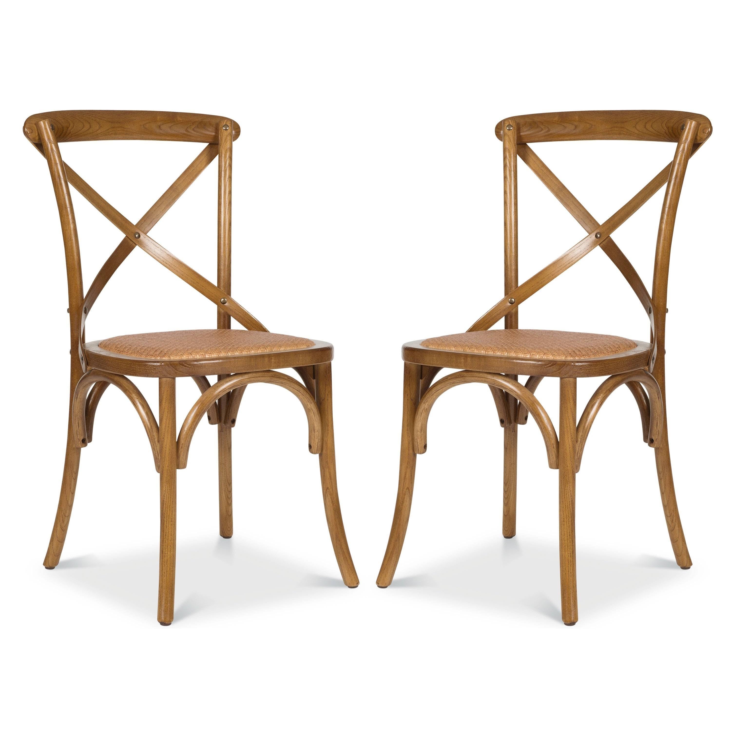 Caffe Walnut Rattan Crossback Chair (Set of 2) S1237