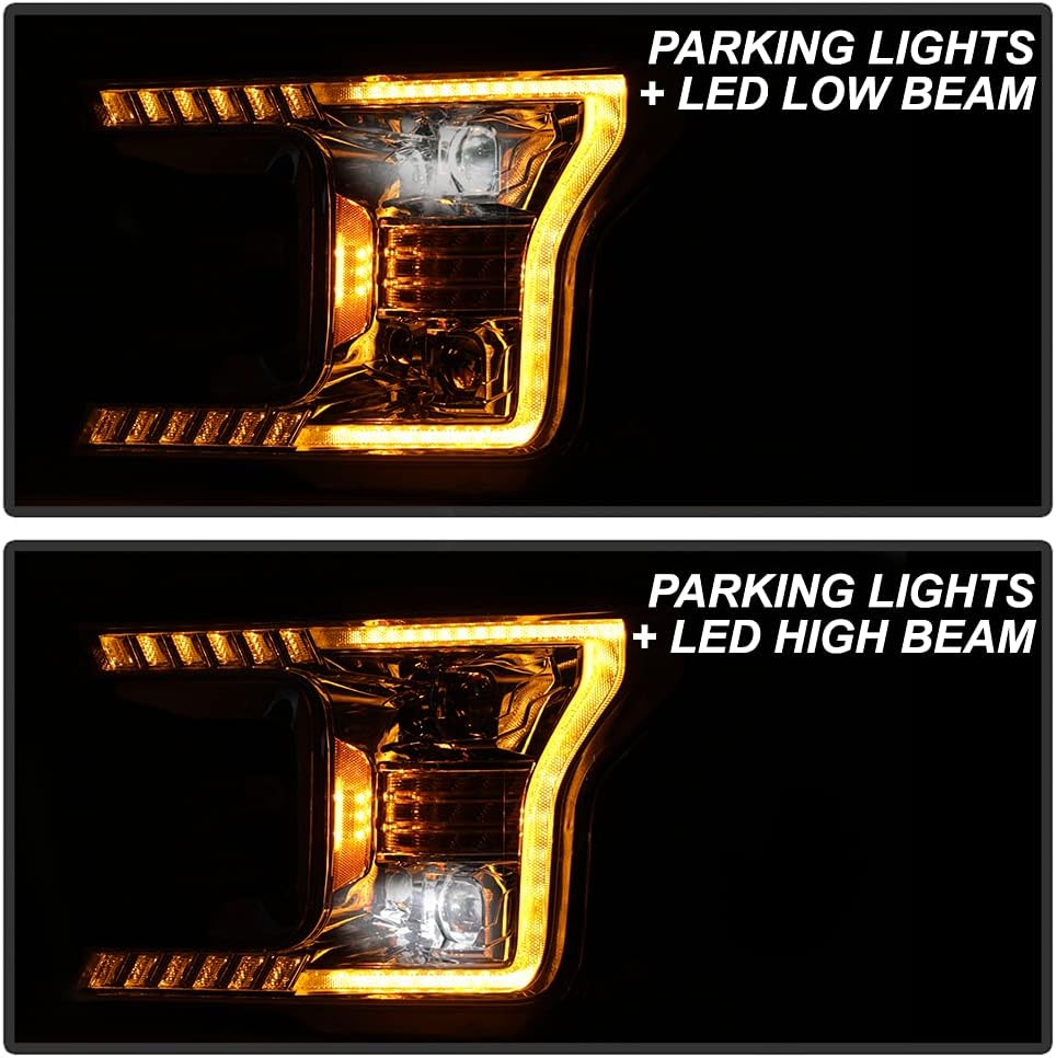Halogen Chrome Amber LED Projector Headlights U8688