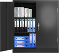 Black Tall Metal Storage Cabinet with 2 Doors and 4 Shelves Q3868