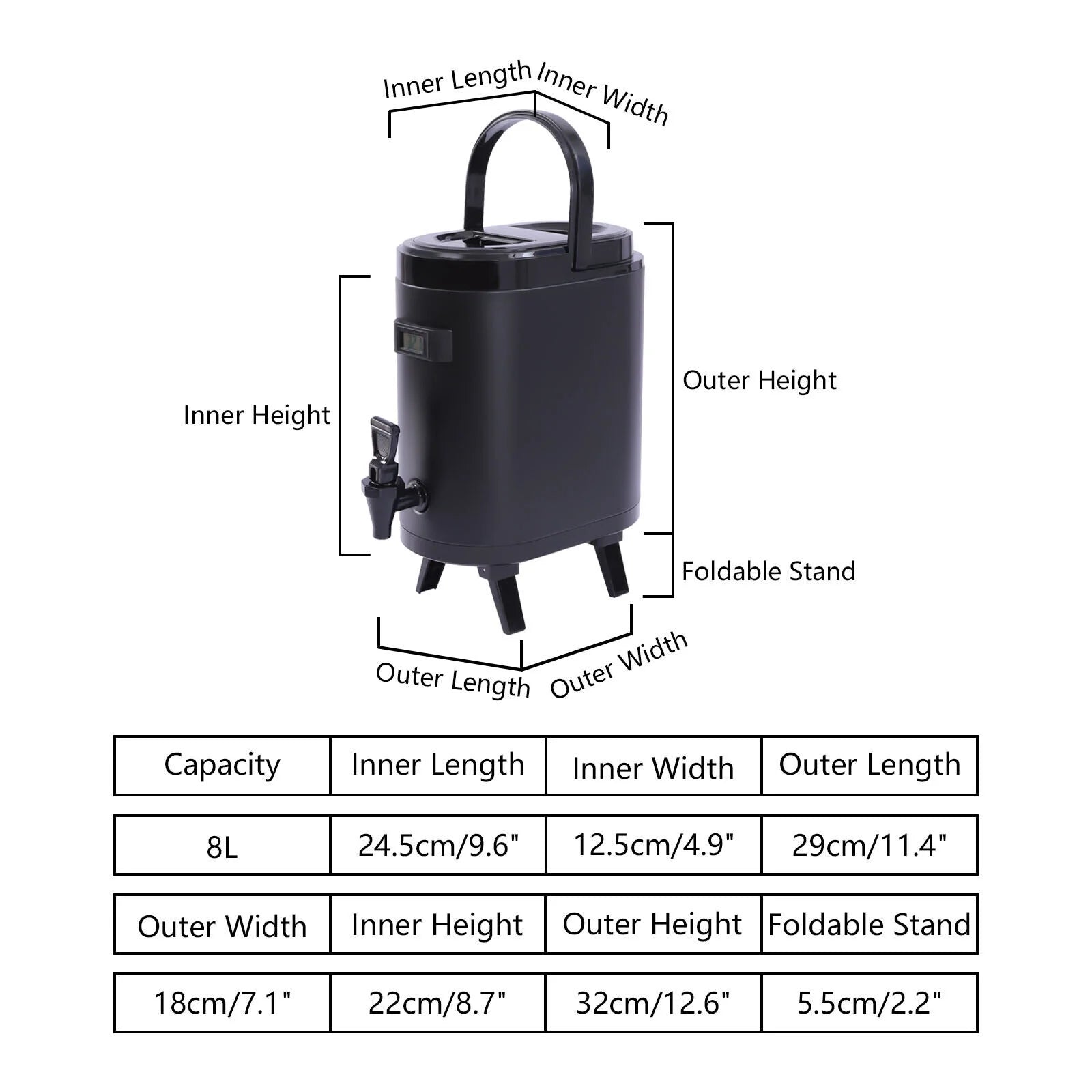 8L Insulated Beverage Dispenser with Temp Show L437411