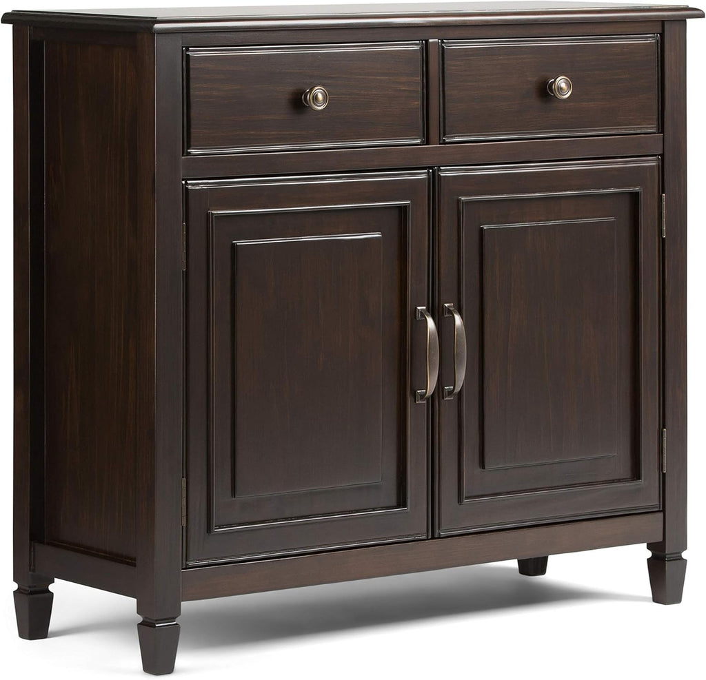 Distressed Grey Solid Wood Entryway Storage Cabinet with 2 Drawers, 2 Doors, Adjustable Shelves L4553