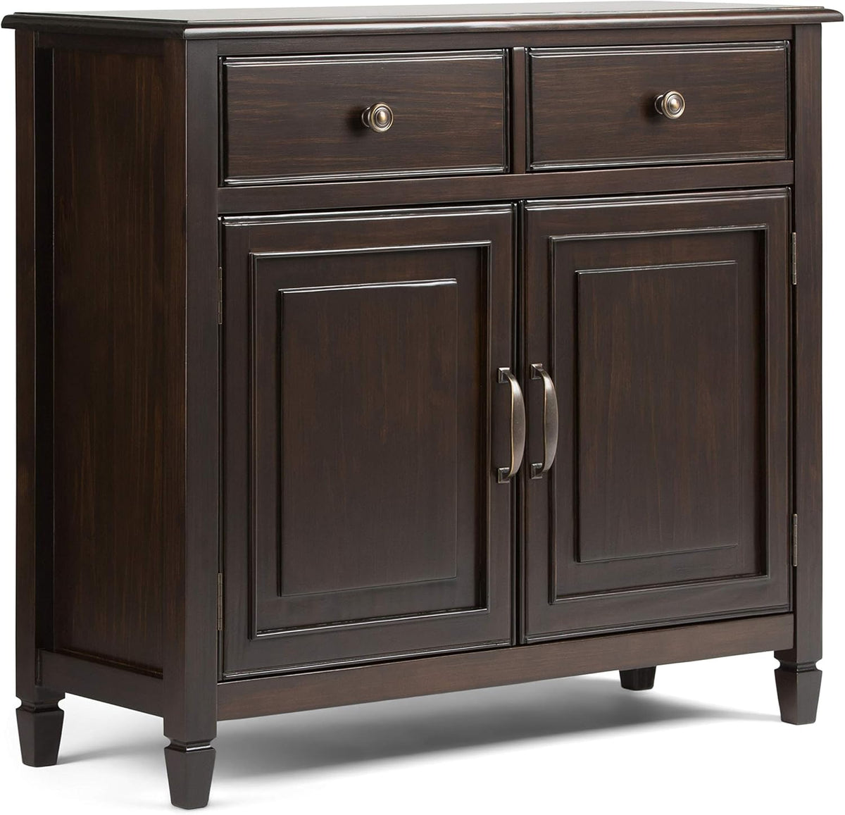 Distressed Grey Solid Wood Entryway Storage Cabinet with 2 Drawers, 2 Doors, Adjustable Shelves L4553