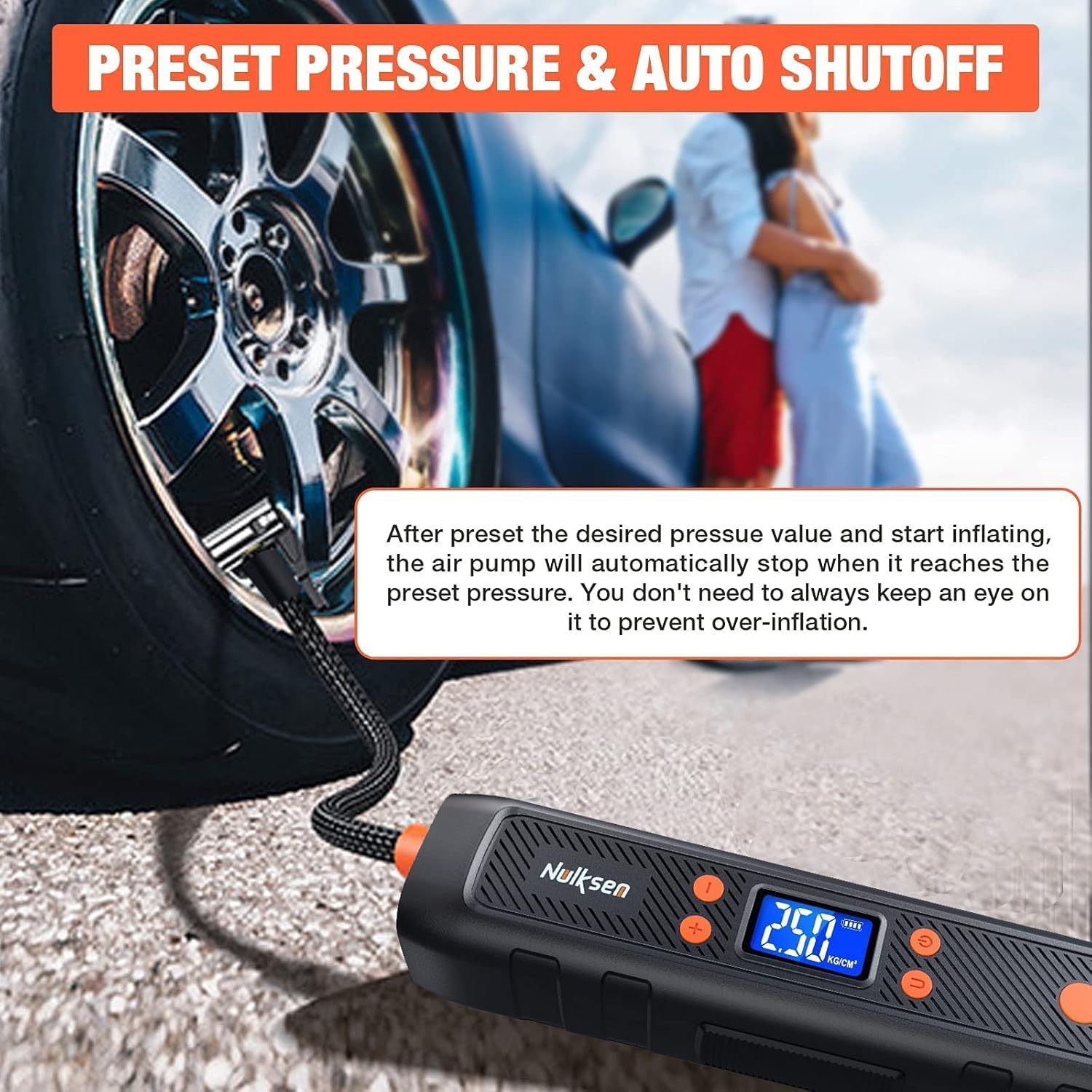 Tire Inflator Portable Air Compressor, 150PSI Cordless Tire Pump with 6000 mAh Rechargeable Lithium Battery, Pack of 2 W738627
