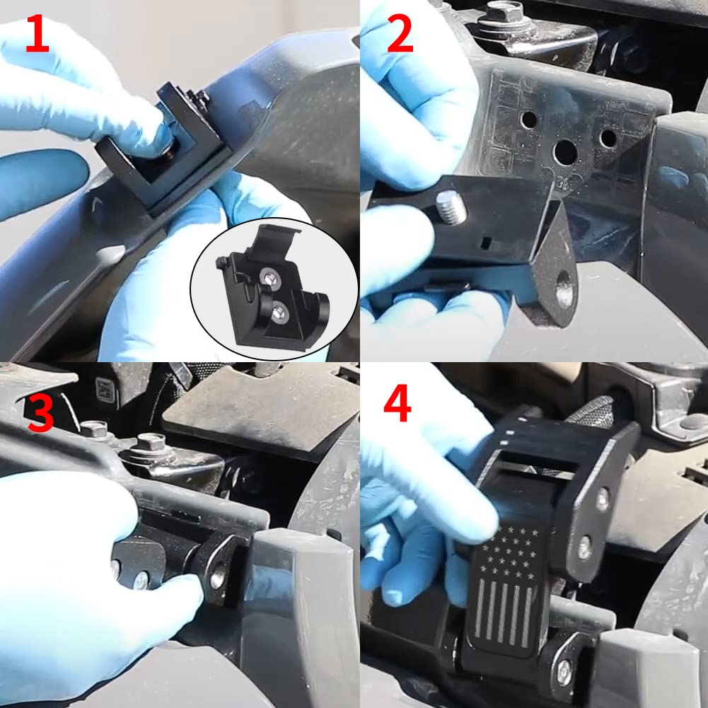 Aluminum Hood Latches Catch with U.S. Flag Style, Adjustable Kit, 1 Pair C6817