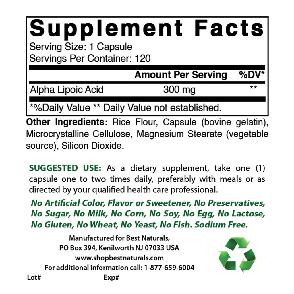 2 Pack Alpha Lipoic Acid 300 mg 120 Capsules A149