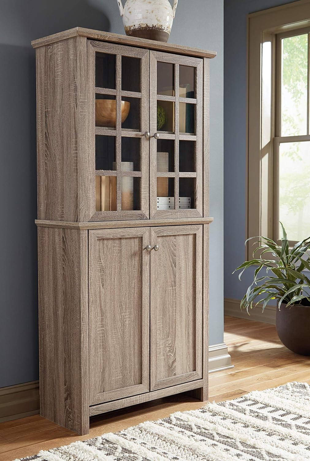 Rustic Farmhouse Accent Cabinet with Adjustable Shelves, Gray W512