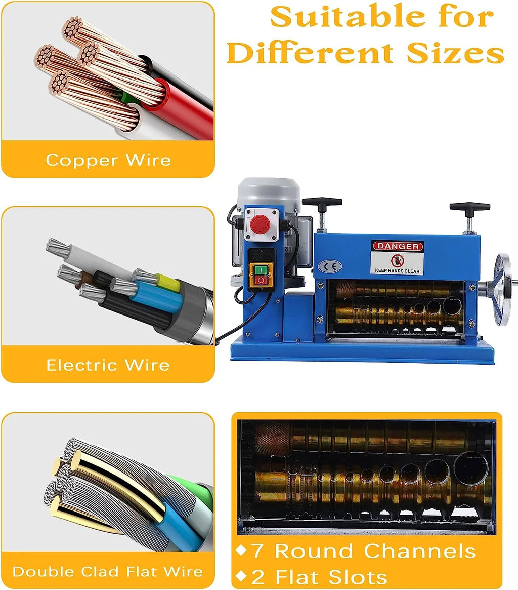 Automatic Wire Stripping Machine for 0.06" -1.5", 75 ft/min, with Extra Manual Crank V835