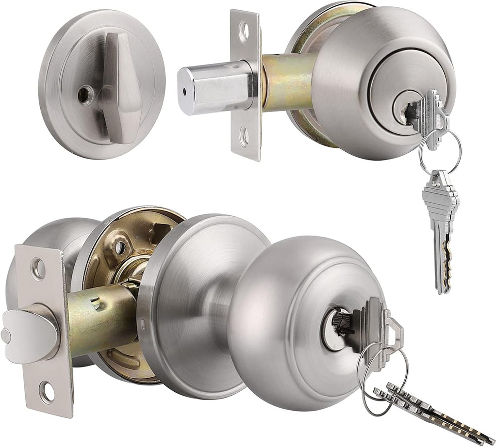 6 Pack Satin Nickel Stainless Steel Privacy Door Knobs F78187