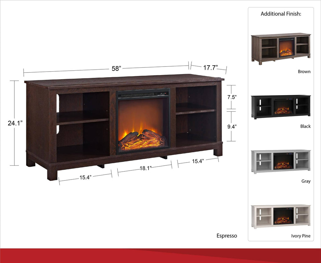 TV Console with Fireplace in Dove Gray R7037