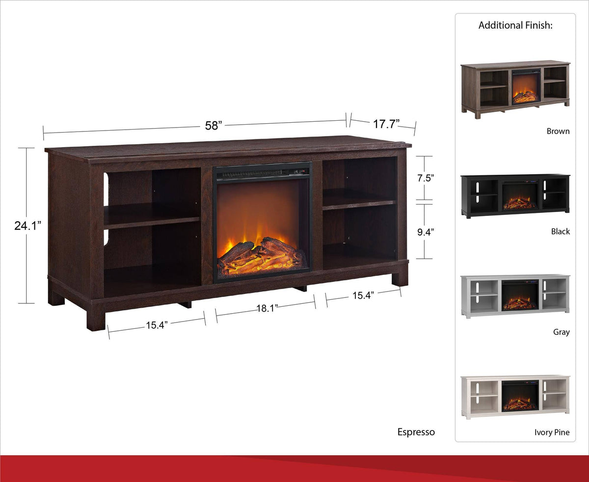 TV Console with Fireplace in Dove Gray R7037