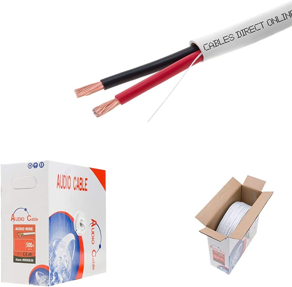 500ft 12AWG 2 Conductors CL2 Rated Speaker Cable Wire, Pull Box, Pack of 2 R11626