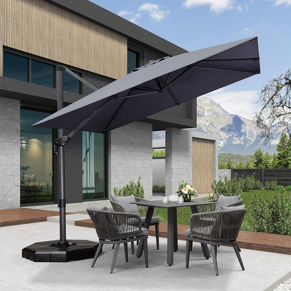 Beige 9' X 11.5' Rectangle Cantilever Patio Umbrella V9605