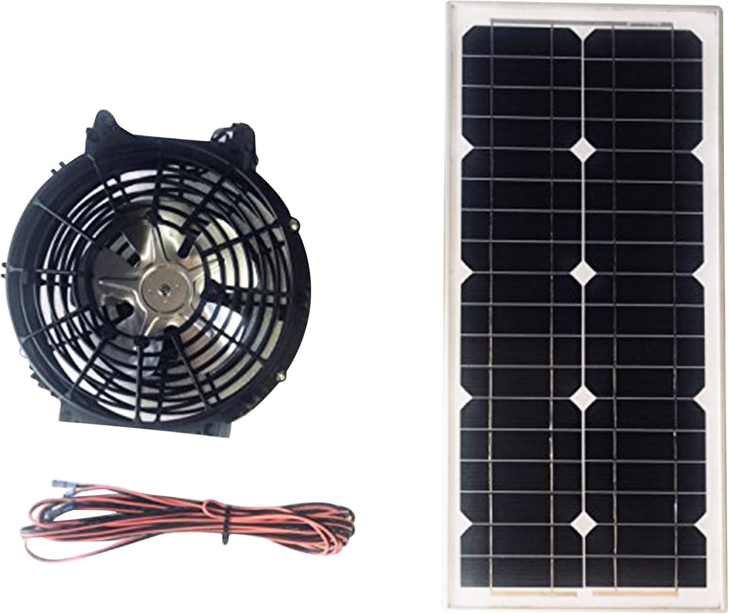 50-Watt 12 Plastic Fan with 10 Metal Blade Solar Fan Q166