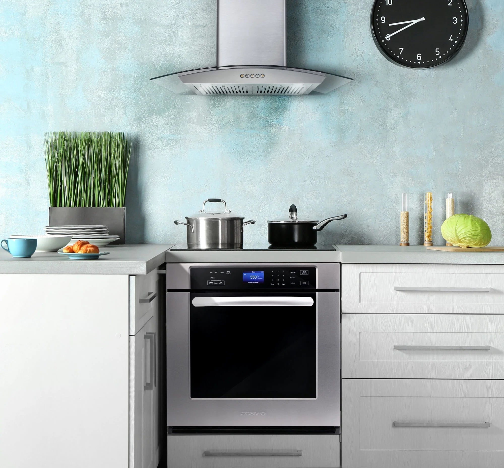 5 Piece Kitchen Appliance Package with Gas Range, Range Hood, Dishwasher, French Door Refrigerator & Wine Refrigerator R761