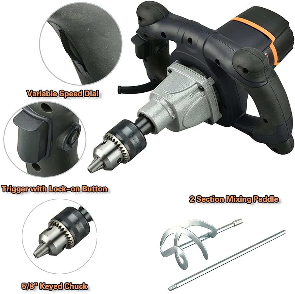 Single Paddle Mixer with 5/8" Keyed Chuck and 100mm Spiral Mixing Paddle S864