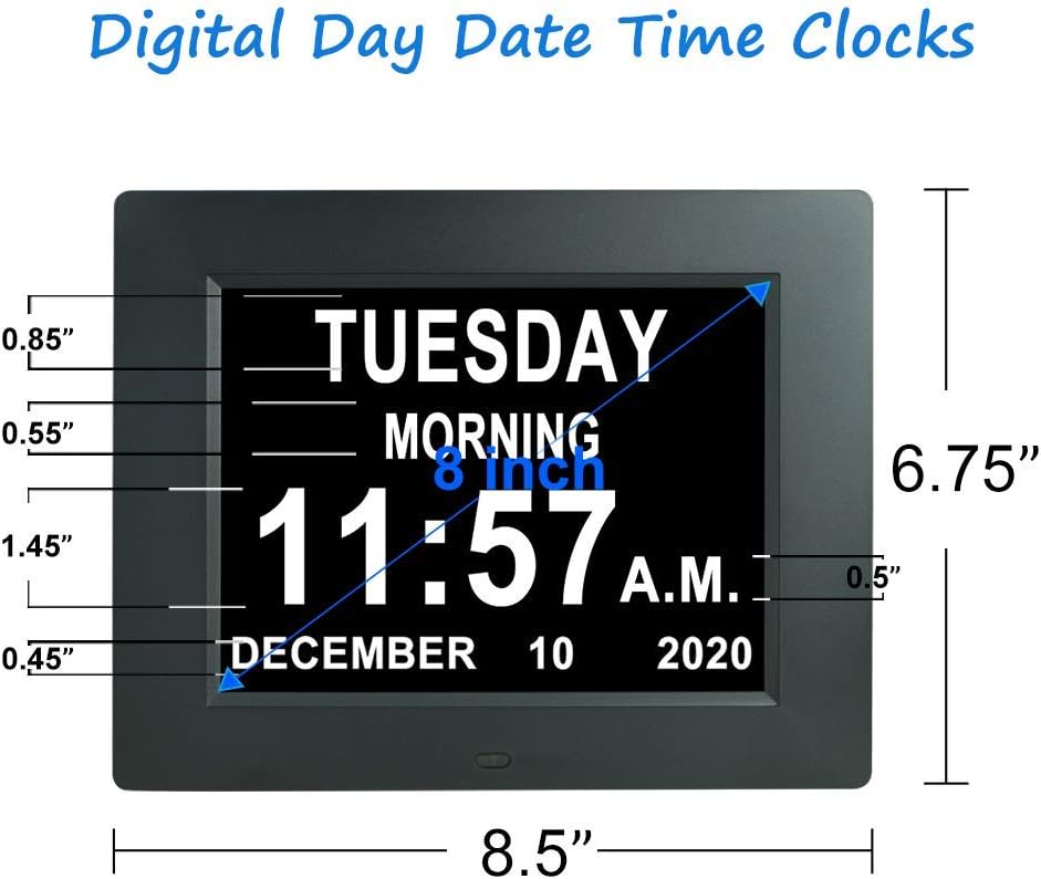 Extra Large Digital Calendar Day Date Clock with 12 Alarm Options L272
