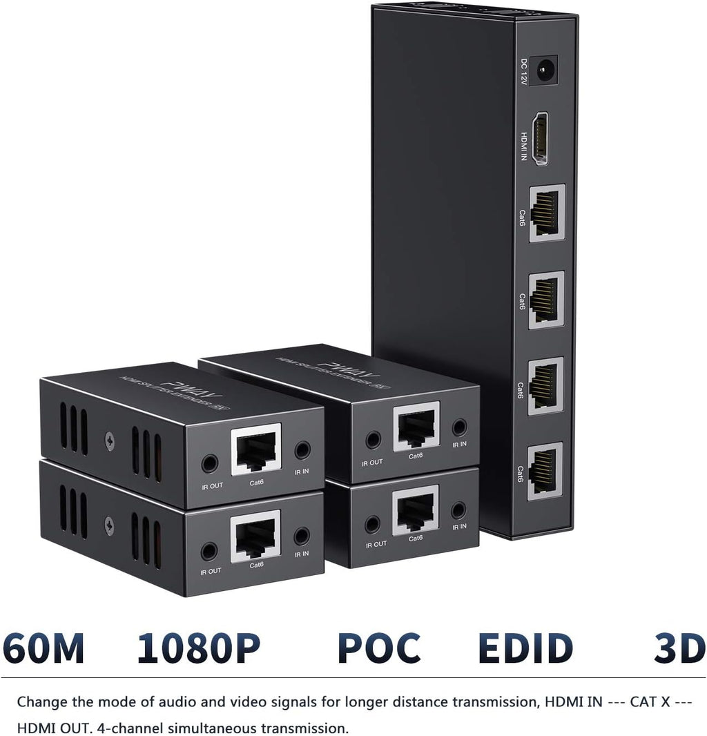1x4 HDMI Extender Splitter 1080P Over Ethernet Cat6 C6322