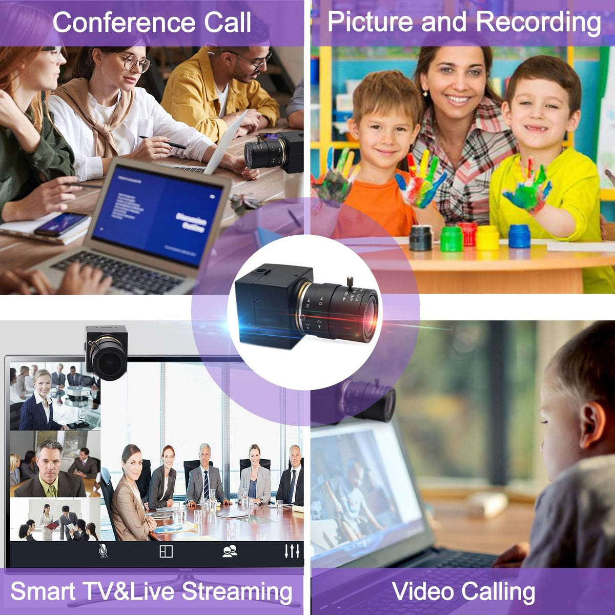 2.8-12mm Varifocal Lens USB Camera 1080P CS Mount 2MP Web Camera Pack of 2 M518
