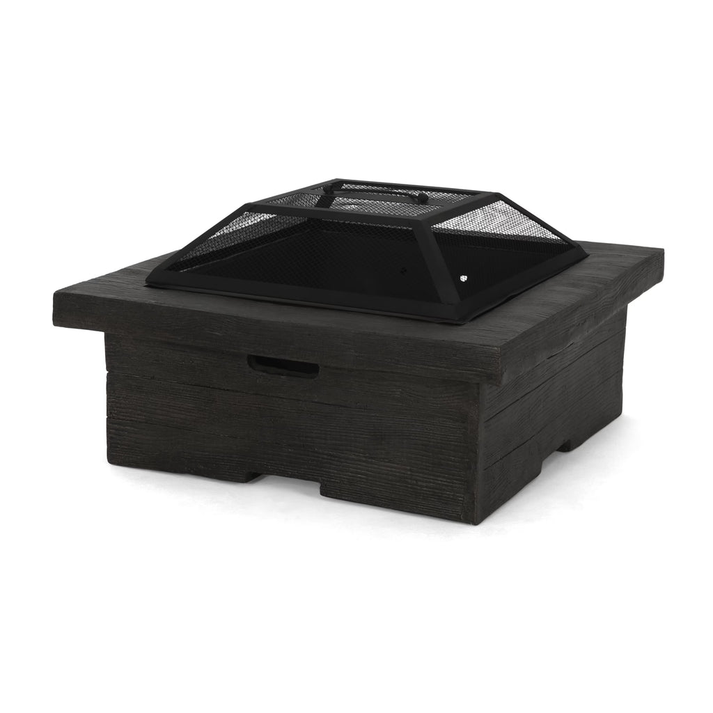Gray Concrete Square Fire Pit O96828