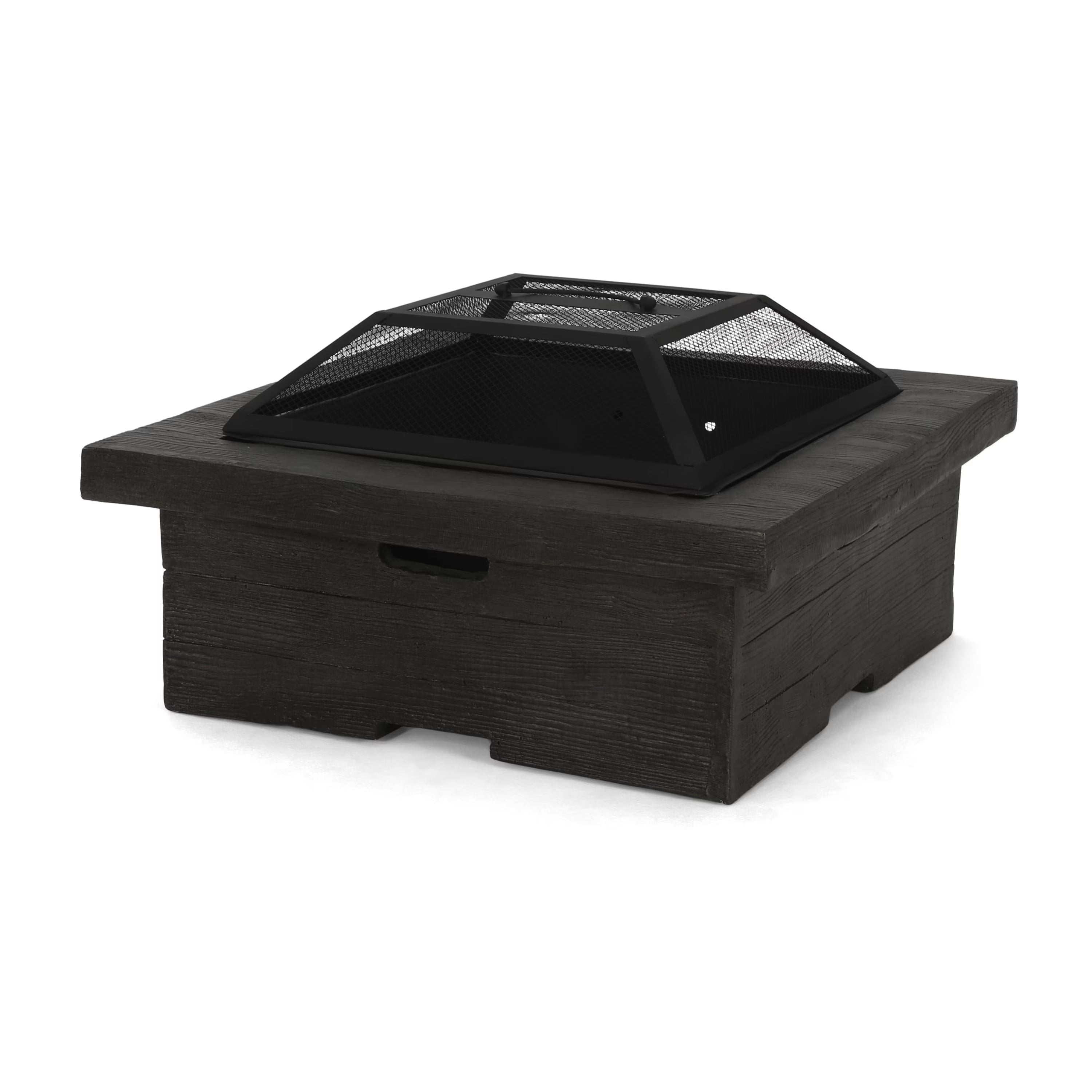 Gray Concrete Square Fire Pit O96828