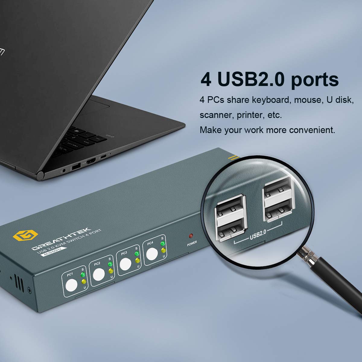 KVM Switch HDMI 4 Port 4K@60Hz 4USB 2.0 S699748