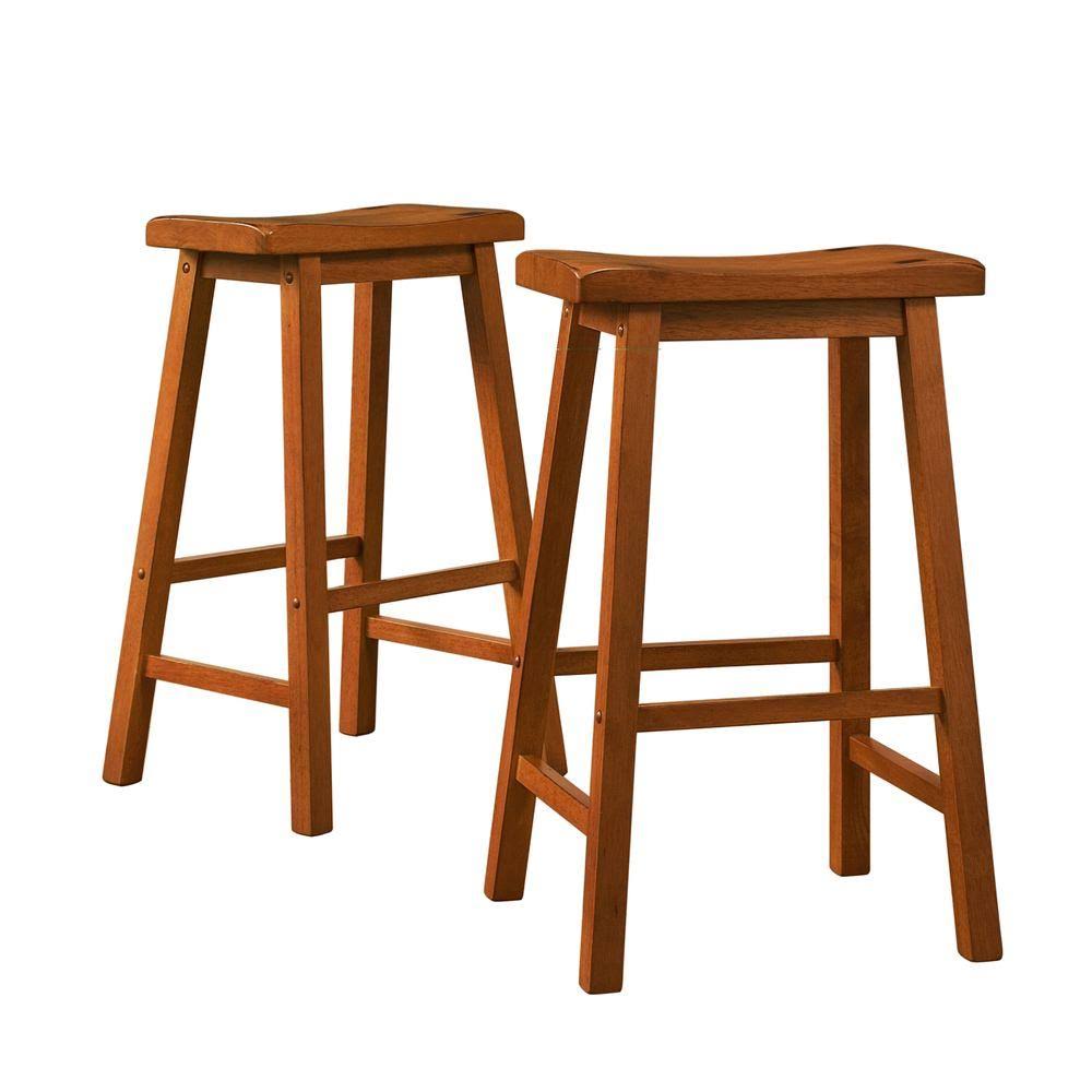 Oak Saddle Back Stool, 2 pack Y213900