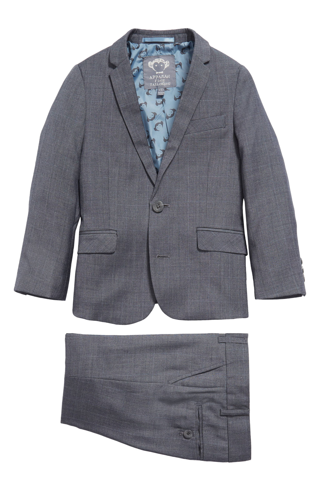 Grey/Blue Yonder Check Two-Piece Boy's Suit K367683