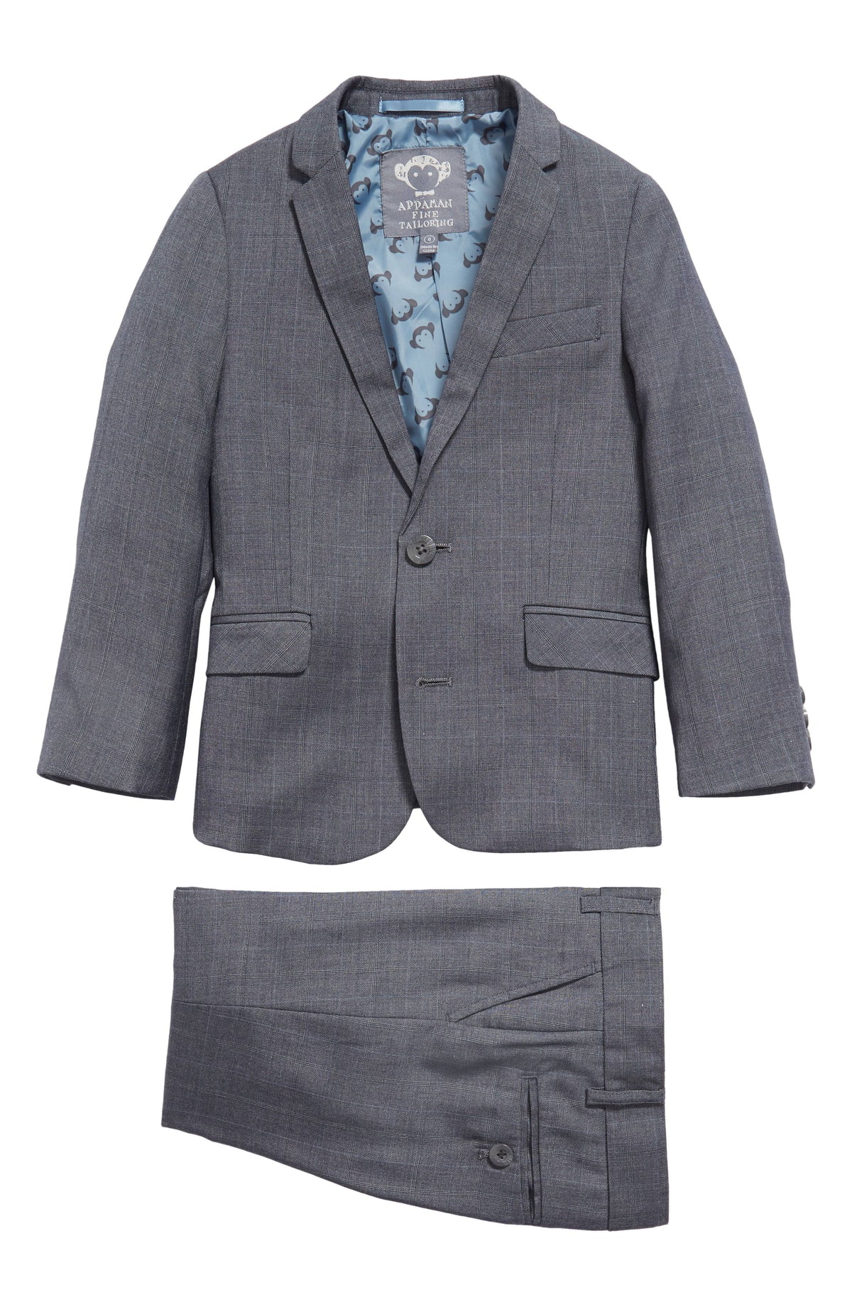 Grey/Blue Yonder Check Two-Piece Boy's Suit K367683