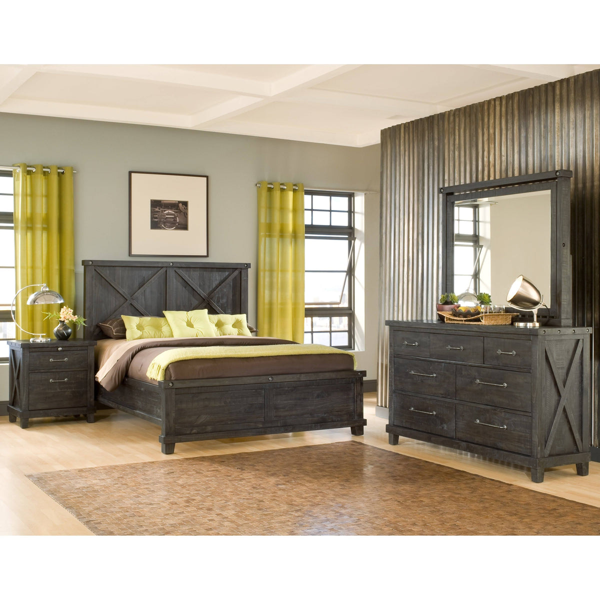 Cafe Full-Size Solid Wood Panel Bed T37456