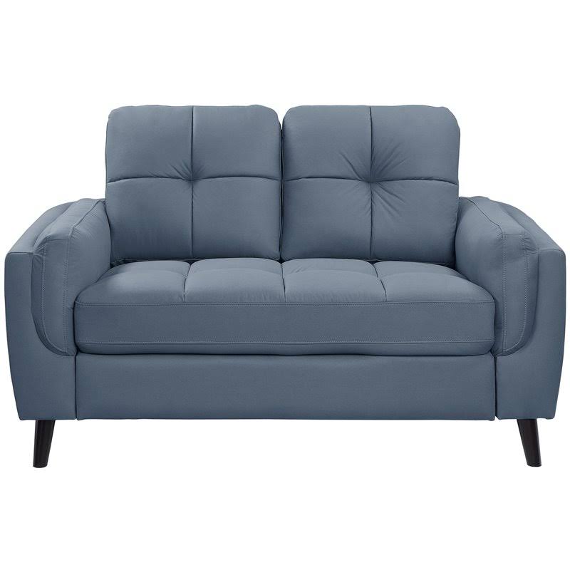 Blue and Black Microfiber Tufted Loveseat J953
