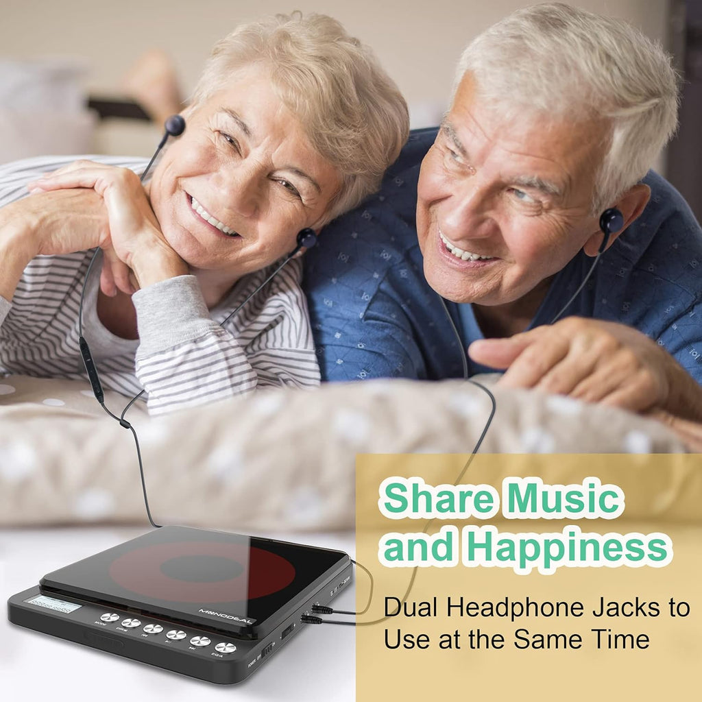 Portable CD Player with Built-in Speakers, Rechargeable, Dual Headphone Jacks, Black M771