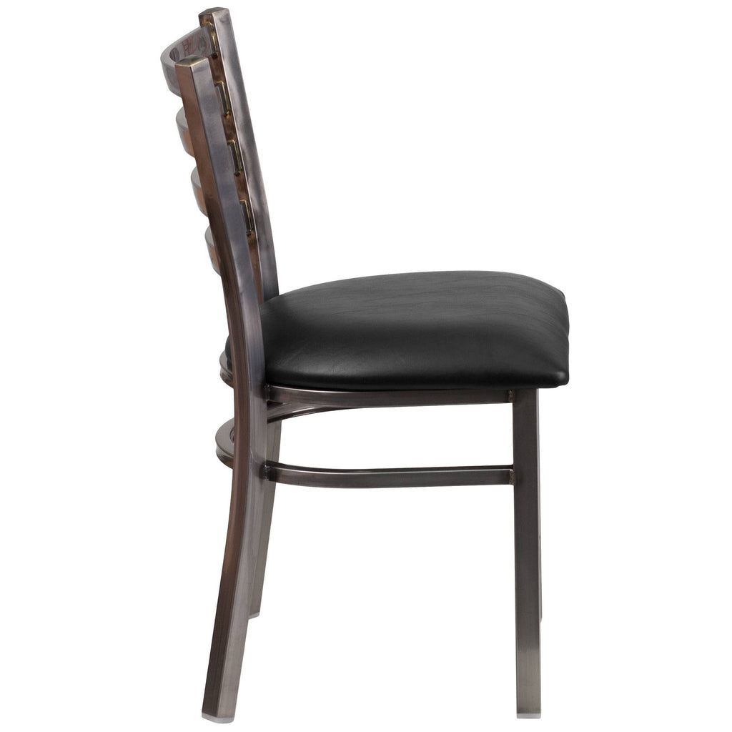Black Vinyl Seat Metal Restaurant Chair S398783