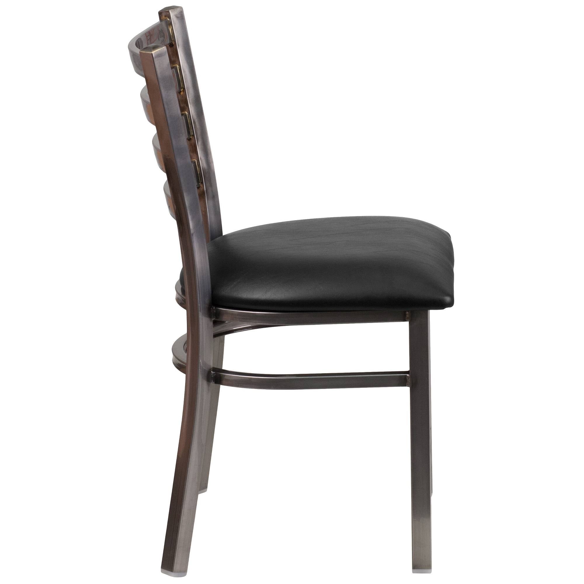 Black Vinyl Seat Metal Restaurant Chair S398783