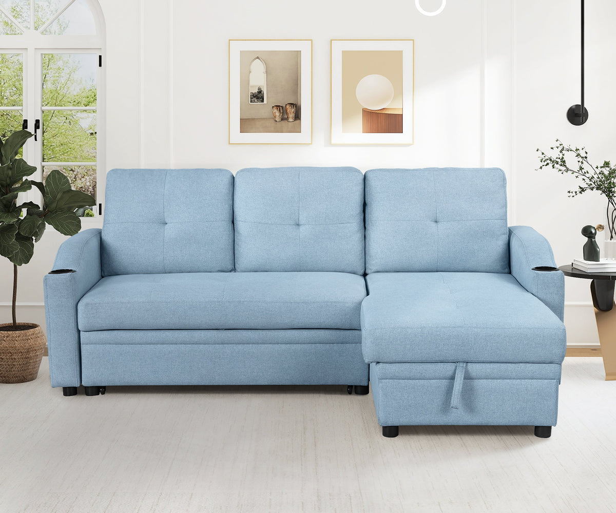 Blue Padded Pull Out Sofa Bed X7477