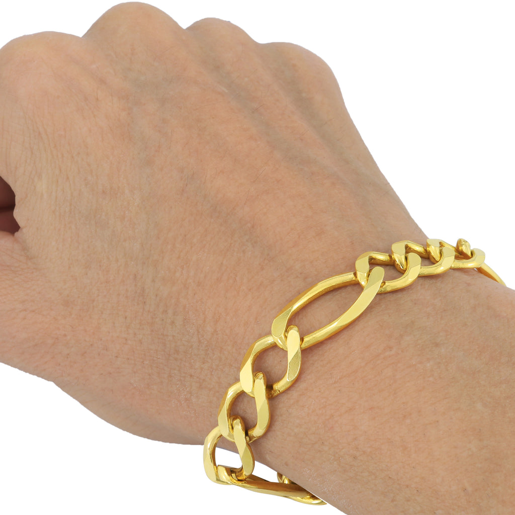 10k Yellow Gold Figaro Chain Link Bracelet U7454